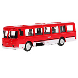 Автобус Технопарк ЛиАЗ 677, красно-белый, инерционный