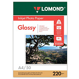 Фотобумага Lomond, А4, 220 г/м2, 50 листов, двусторонняя, глянцевая