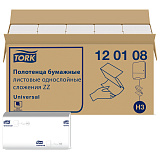 Полотенца бумажные Tork Universal H3, 250 штук, белые, ZZ, V-сложение, 20 пачек