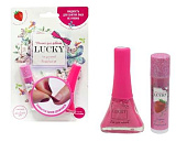 Набор 1Toy Lucky, Клубничный бальзам для губ + Ярко-Розовый лак №068