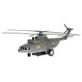 Модель Технопарк Транспортный вертолет, серая, инерционная, свет, звук
