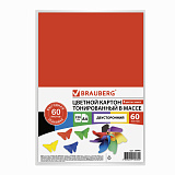 Картон цветной Brauberg А4, тонированный в массе, 60 листов, 6 цветов, 220 г/м2, 210х297 мм