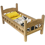 Деревянная кроватка SunnyWoods, для больших кукол, с желтым текстилем