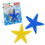 Мини-коврик Valiant Звезда для ванны, на присосках, 6 шт., голубой + желтый