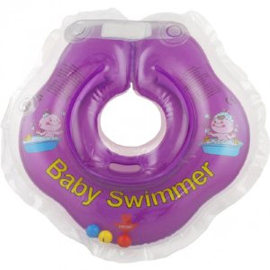 Круг Baby Swimmer Фиолетовый, на шею, для купания, с погремушкой - фото