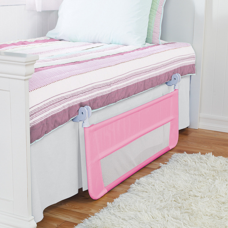 Защитный бортик Lindam, для кровати на металлическом каркасе, с тканью, 95 см, розовый. фото N3