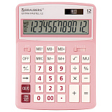 Калькулятор настольный Brauberg Extra Pastel-12-PK, 206x155 мм, 12 разрядов, двойное питание, розовый