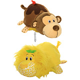1TOY Вывернушка Ням-Ням 2-в-1 40 см., плюш. Лев с ароматом лимона-Мартышка с ароматом шоколадного молочного коктейля,пакет