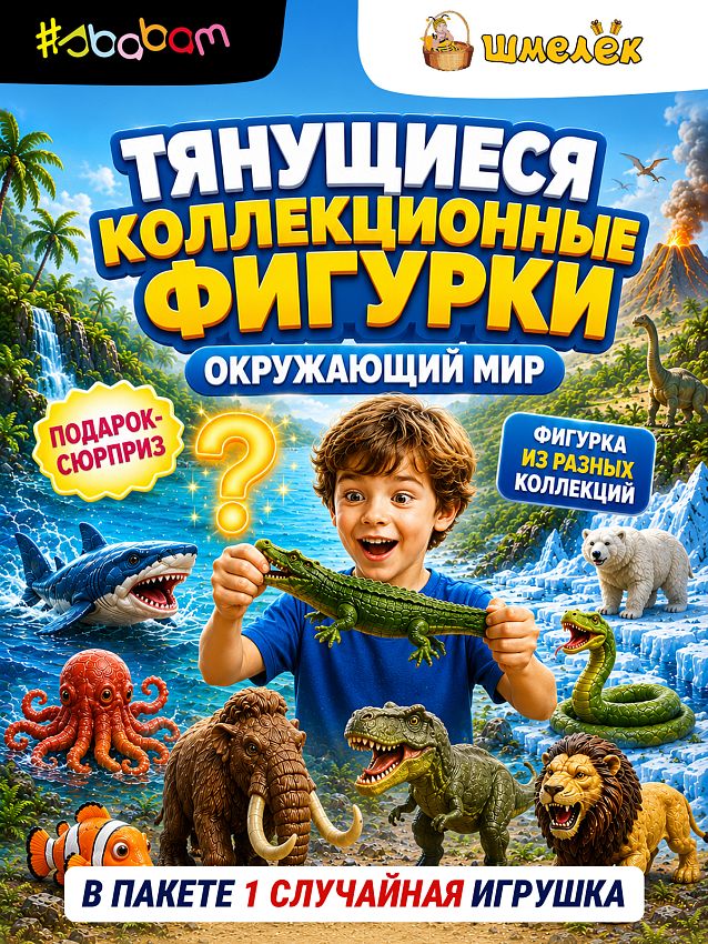 Фигурка-тянучка Окружающий мир, 1 штука - cюрприз - фото