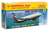 Сборная модель Звезда Пассажирский авиалайнер Боинг 767-300, 1/144, Подарочный нвбор