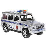 Модель машины Технопарк Mercedes-Benz G-Class G 500, Полиция, инерционная, свет, звук