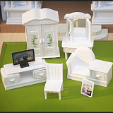 Игровой набор Happy Family Белая мебель для гостиной с ТВ