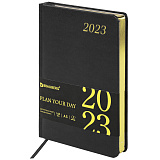 Ежедневник Brauberg Iguana, датированный, 2023, А5, 138x213 мм, под кожу, черный