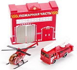 Набор Технопарк Пожарная станция с машиной и вертолетом
