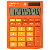 Калькулятор настольный Brauberg Ultra-08-RG, компактный, 154x115 мм, 8 разрядов, двойное питание, оранжевый