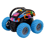 Машинка фрикционная Funky Toys Перевёртыш, 4х4, с принтом и голубыми колесами