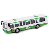 Автобус Технопарк бело-зеленый, 16,5 см, инерционный