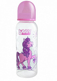 Бутылочка с соской Lubby Веселые животные, 0 мес.+, 250 мл, розовая