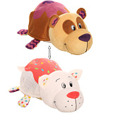 1toy Вывернушка Ням-Ням 2-в-1 35 см., плюш. Панда с ароматом черничных оладьев-Кошечка с ароматом ванильного пирожного,пакет