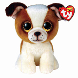 Мягкая игрушка TY Собачка Дог, бело-коричневая, 15 см