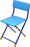 Детский стул Ника складной, мягкий, синий горошек