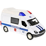 Машина Технопарк микроавтобус Полиция, 12 см, инерционный, свет, звук