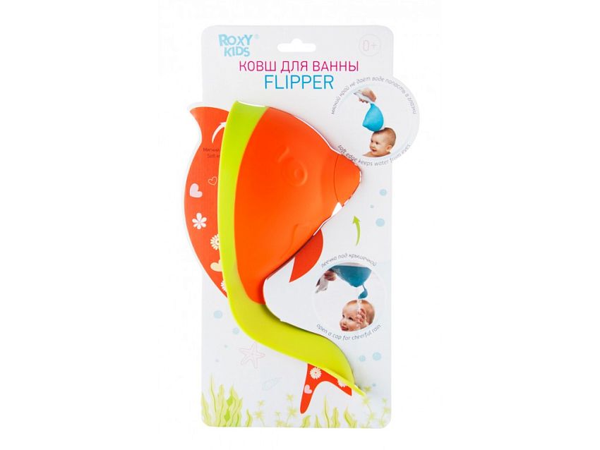 Ковш для ванны Roxy-Kids Flipper с лейкой, оранжевый - фото N2