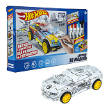 Сборная модель Hot Wheels, в компл. 1 автомобиль + 5 фломастеров, 2 инерц. двигателя