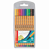Ручки капиллярные, линеры Stabilo Point 88, 10 цветов, линия письма 0,4 мм