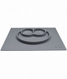 Тарелка EZPZ Happy Mat с подставкой, 540 мл, серый