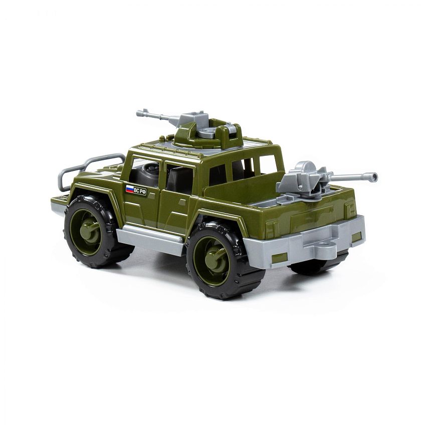 Автомобиль-пикап Полесье Защитник, армейский, с 2-мя пулеметами, в коробке - фото N3