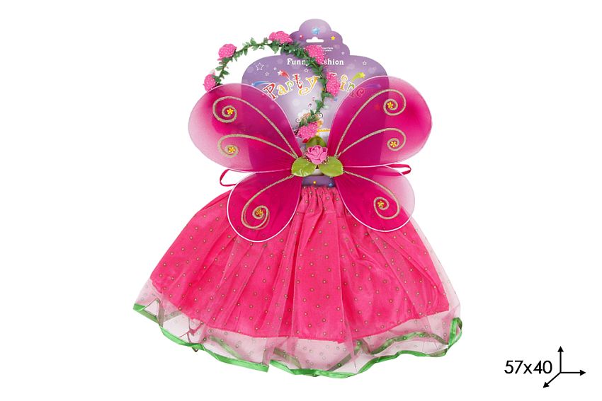 Карнавальный костюм Бабочка с цветами, крылья+юбка+ободок - фото