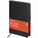 Ежедневник Brauberg Stylish, датированный, 2023, А5, 138x213 мм, под кожу, черный