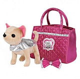 Плюшевая собачка Chi Chi Love Чихуахуа Гламур, с розовой сумочкой и бантом, 20 см