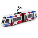 Трамвай Технопарк сочленённый, бело-красно-синий, инерционный