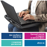 Подставка-столик с мягкими подушками, для ноутбука и творчества Brauberg, 480х335 мм, чёрный