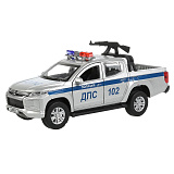 Модель машины Технопарк Mitsubishi L200 пикап, Полиция, серебристая, инерционная