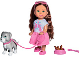 Кукла Simba Еви, 12 см, из серии Holiday, с собачкой и аксесс.