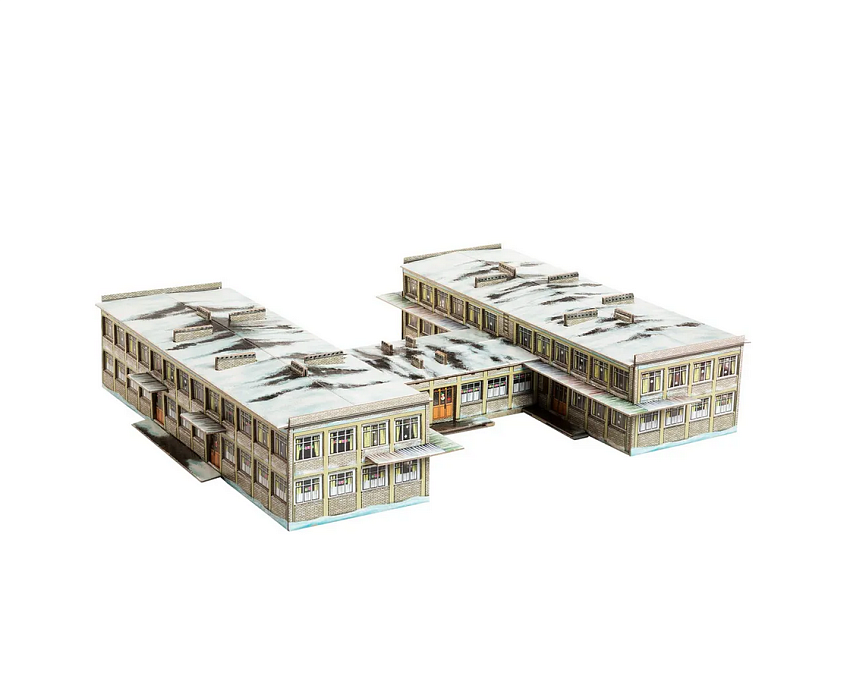 Сборная модель из картона Детский сад зимой - фото