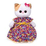 Мягкая игрушка BudiBasa Кошечка Ли-Ли, в платье с цветочным принтом, 24 см