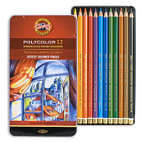 Карандаши цветные Koh-I-Noor Polycolor, набор 12 цв., метал. кор.
