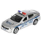 Модель машины Технопарк Kia Stinger, Полиция, серебристая, инерционная