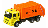 Модель автомобиля Play Smart Грузовик 6512 мусоровоз, жёлто-оранжевый, 1/54, инерционная