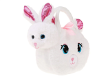 Мягкая игрушка Fluffy Family Зайка в сумочке, белый, 15 см.