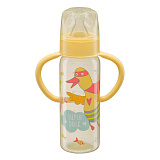 Бутылочка Happy Baby с ручками и силик. соской, станд. горло, 250 мл, Yellow