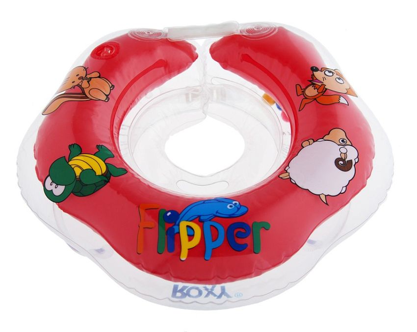 Надувной круг Roxy-Kids Flipper, на шею, для купания малышей, красный - фото N4