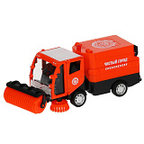 Модель Технопарк Уборочная машина, оранжевая, инерционная, свет, звук
