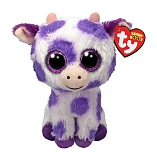 Мягкая игрушка TY Корова, фиолетовая, 15 см