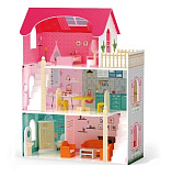 Кукольный дом Viga, 3 этажа, 5 комнат, с мебелью, в коробке