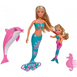 Набор кукол Simba Штеффи и Еви, русалочки с дельфином, 29 см